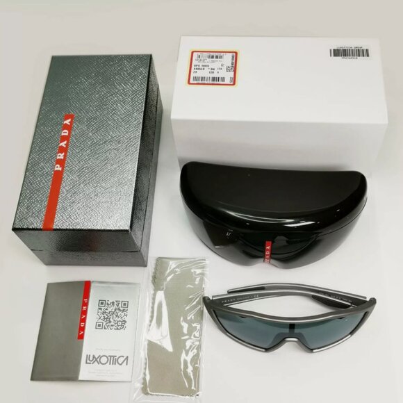 Versace Grey Visor Shield Sunglasses 50mm Box - Picture 8 of 8